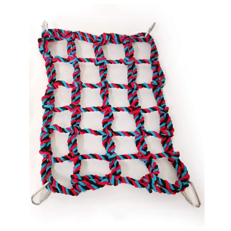 Litewoo Bird Climbing Cotton Rope Net Toy Grid Hammock for Parrot Rat Chinchilla Ferret Swing Thick Chew Rope Hammock Hanging Toys Cage Accessory (Medium Size) - Image 1